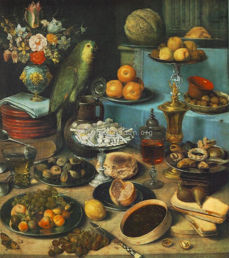 Still-life with Parrot - 格奥尔·弗莱格尔